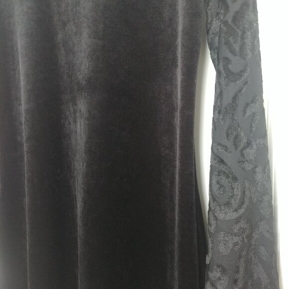 Diane von Furstenberg black velvet stretch midi maxi dress DVF sleeve de… - Picture 5 of 12